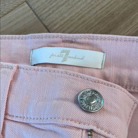 7 For All Mankind Light Pink Frayed Jean Shorts - Picture 4 of 6